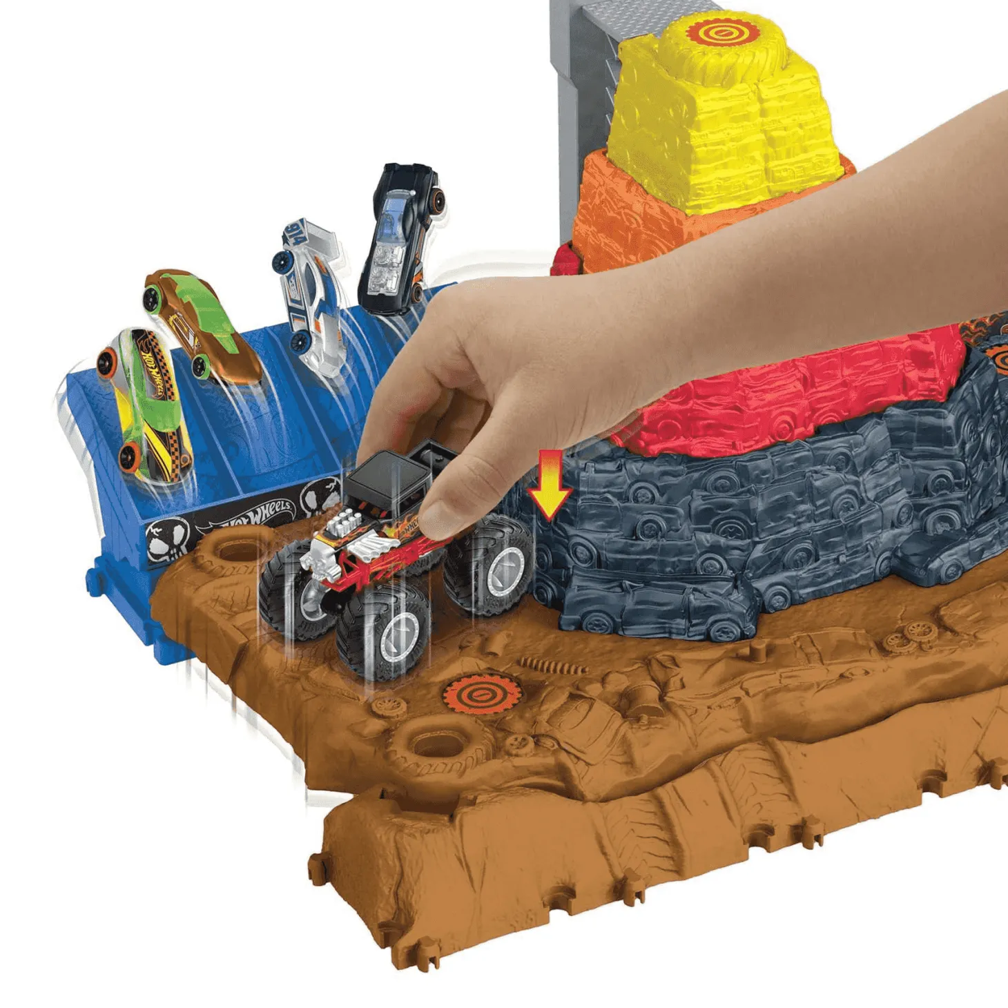 Hot Wheels Monster Trucks Arena World Pista central con coches 3 años
