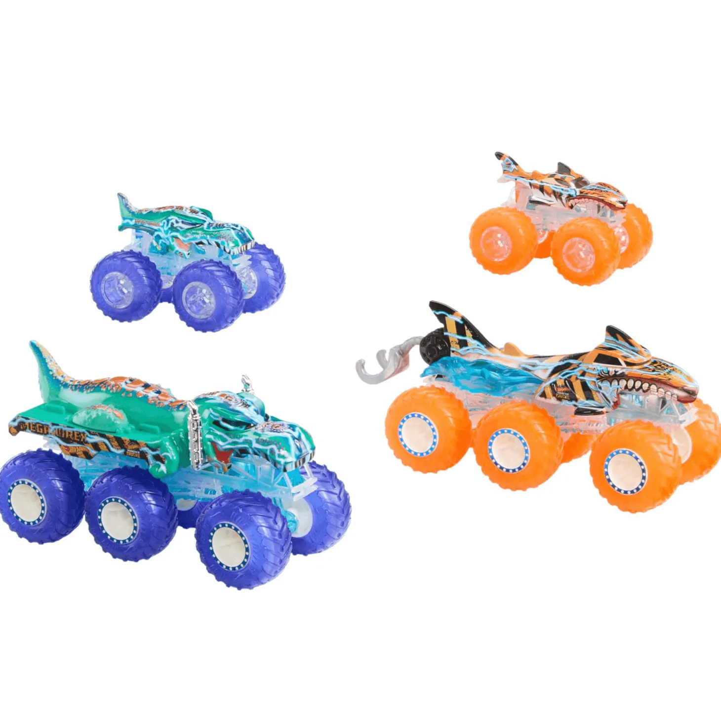 Hot Wheels Monster Trucks Power Smashers: Mega-Wrex y Tiger Shark