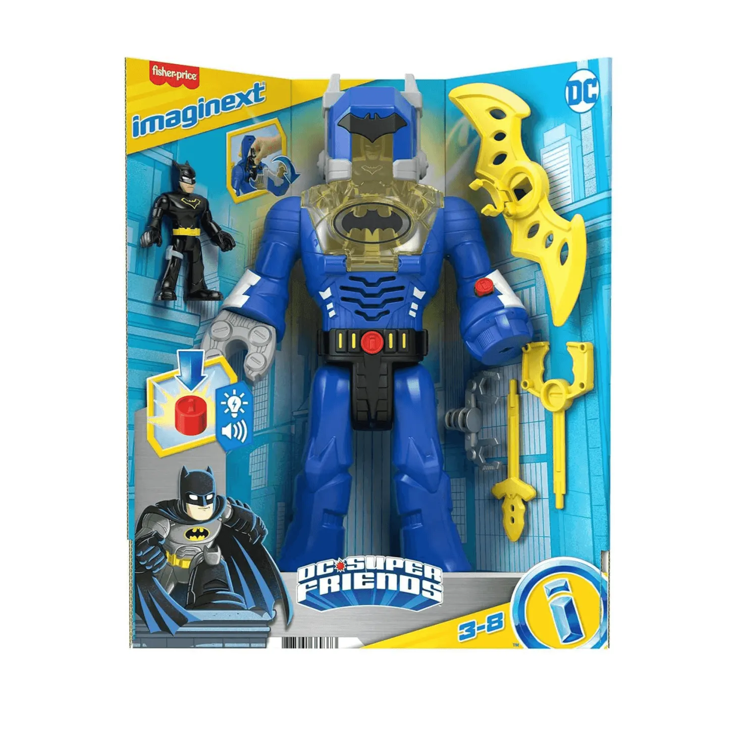 Imaginext DC Super Friends Batman gris Robot luces y sonidos 3 años