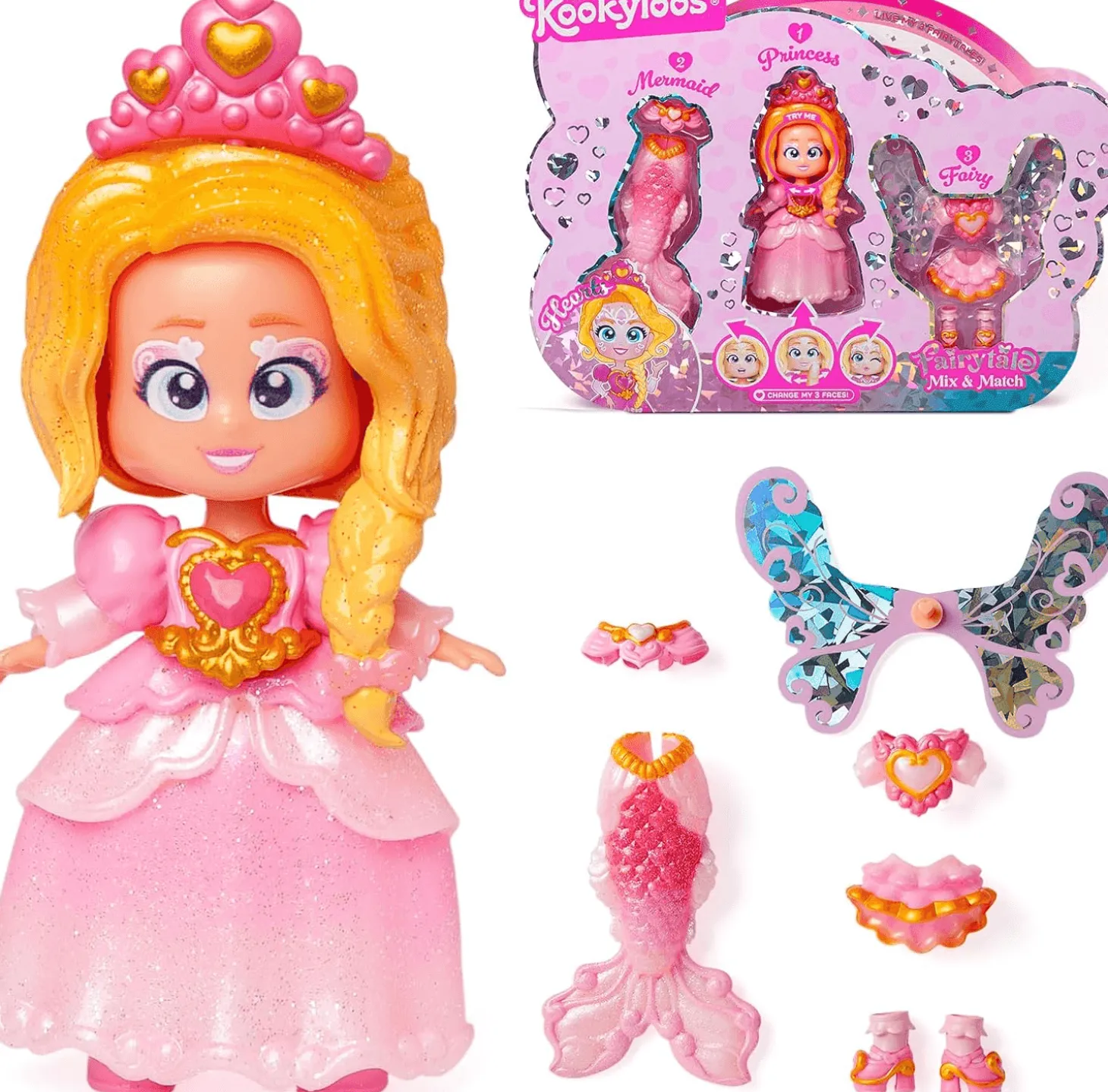 KookyLoos Fairytale Mix & Match - Muñeca con 3 Outfits