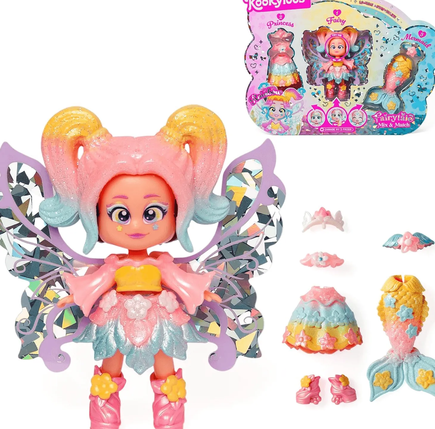KookyLoos Fairytale Mix & Match - Muñeca con 3 Outfits