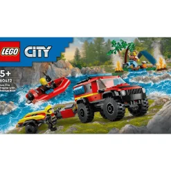 LEGO City Camión de Bomberos 4x4 con Barco de Rescate Juguete 60412