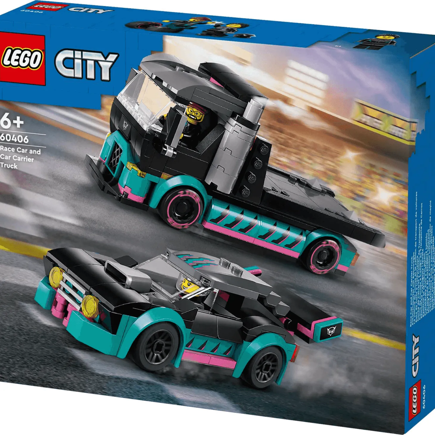 LEGO City Coche de Carreras y Camión de Transporte Juguete de construcción 60406