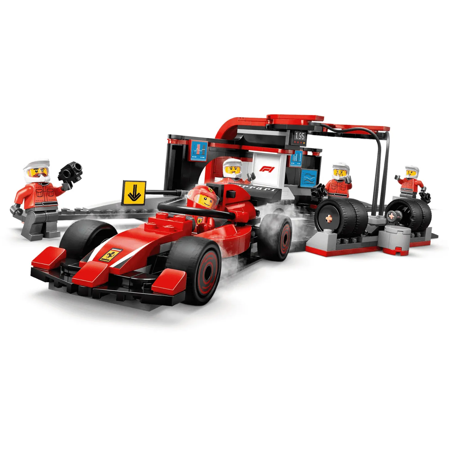 LEGO City Parada en Boxes de F1 y Equipo de Mecánicos con Coche Ferrari 60443