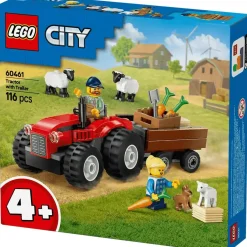 LEGO City Tractor Rojo con Remolque y Oveja Juguete 60461