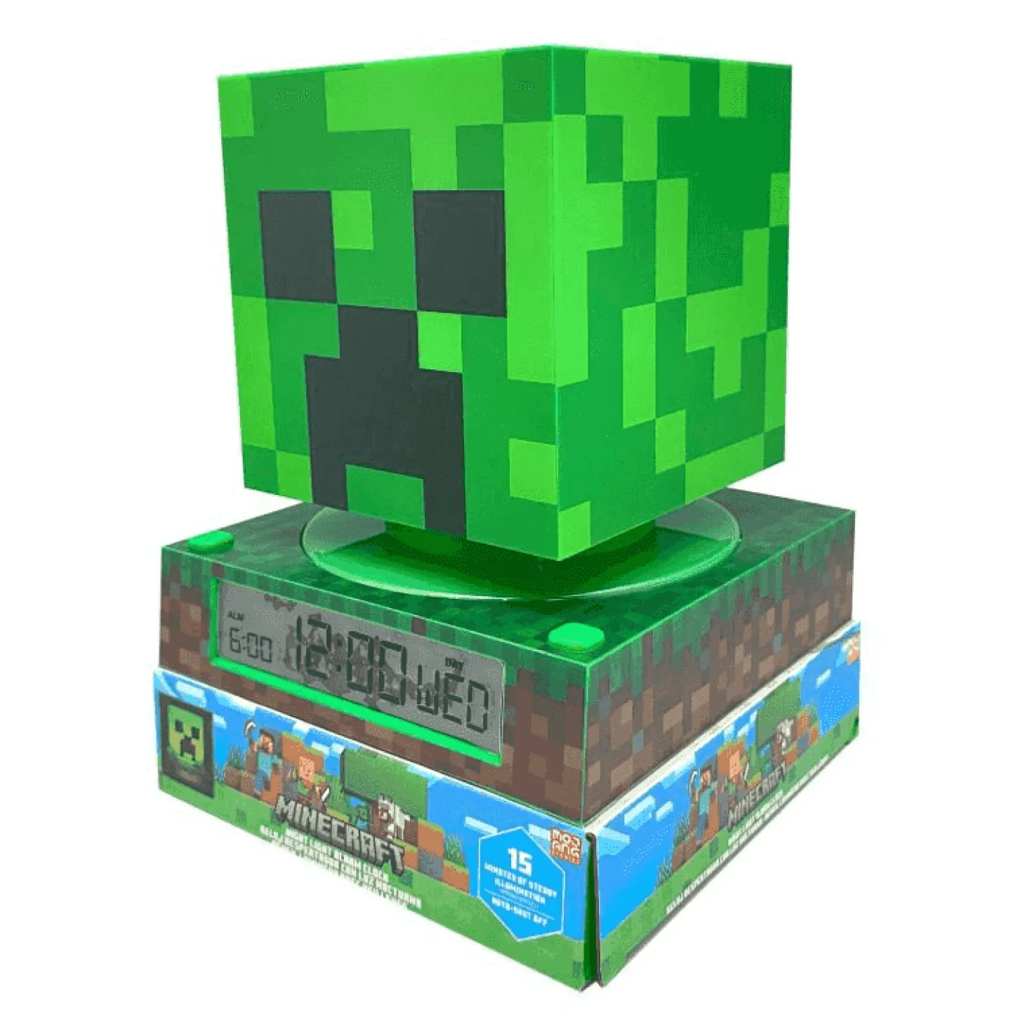 Lámpara 3D con Despertador y Fecha Minecraft (4 en 1)