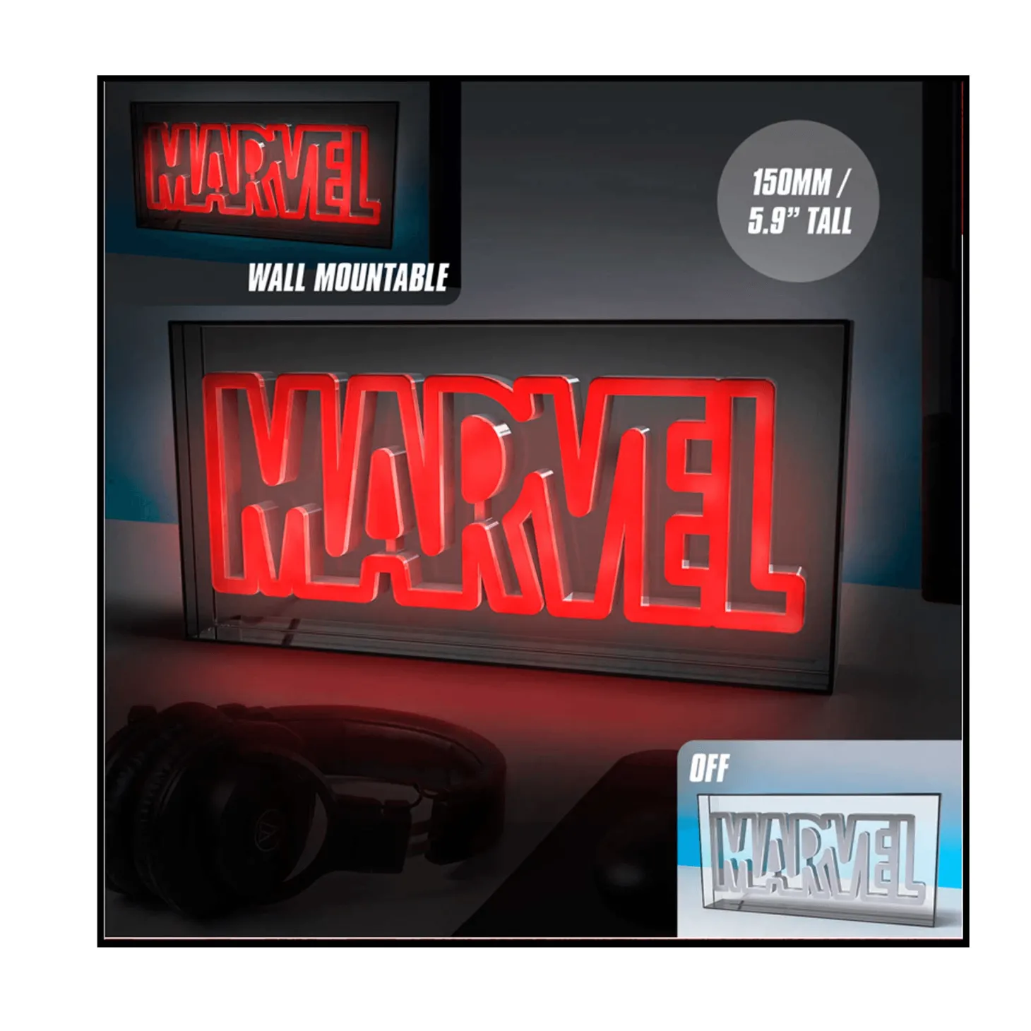 Lámpara LED de neón del Logo de Marvel