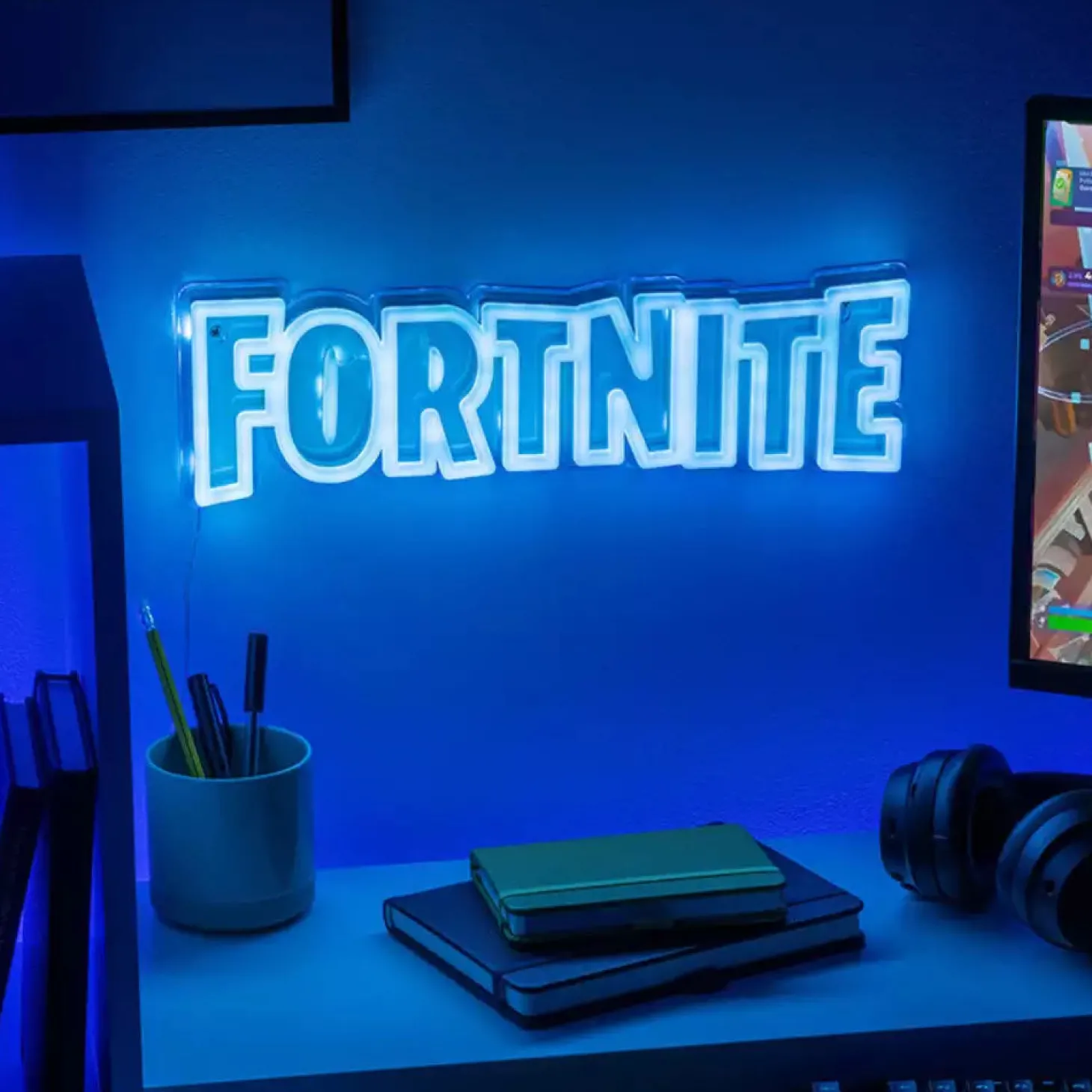 Lámpara LED neón Fortnite pared 40 cm