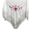 Mantón Chulapa Bordado Blanco con Flecos – Tamaño Pequeño