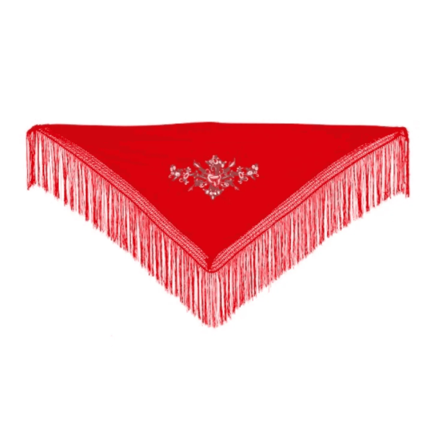 Mantón Chulapa Rojo Bordado con Flecos – Tamaño Pequeño