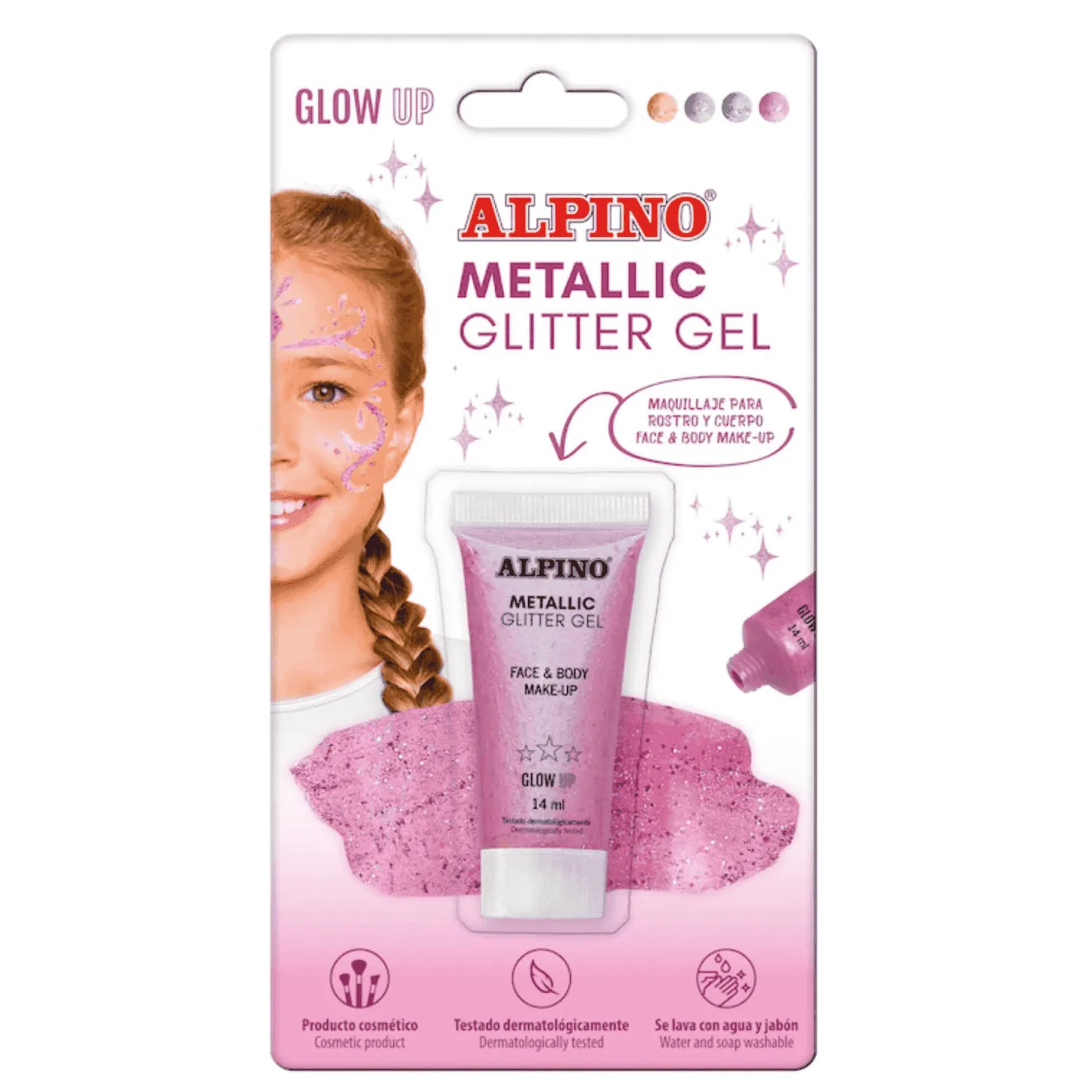 Maquillaje Gel Purpurina Metálico Rosa Alpino