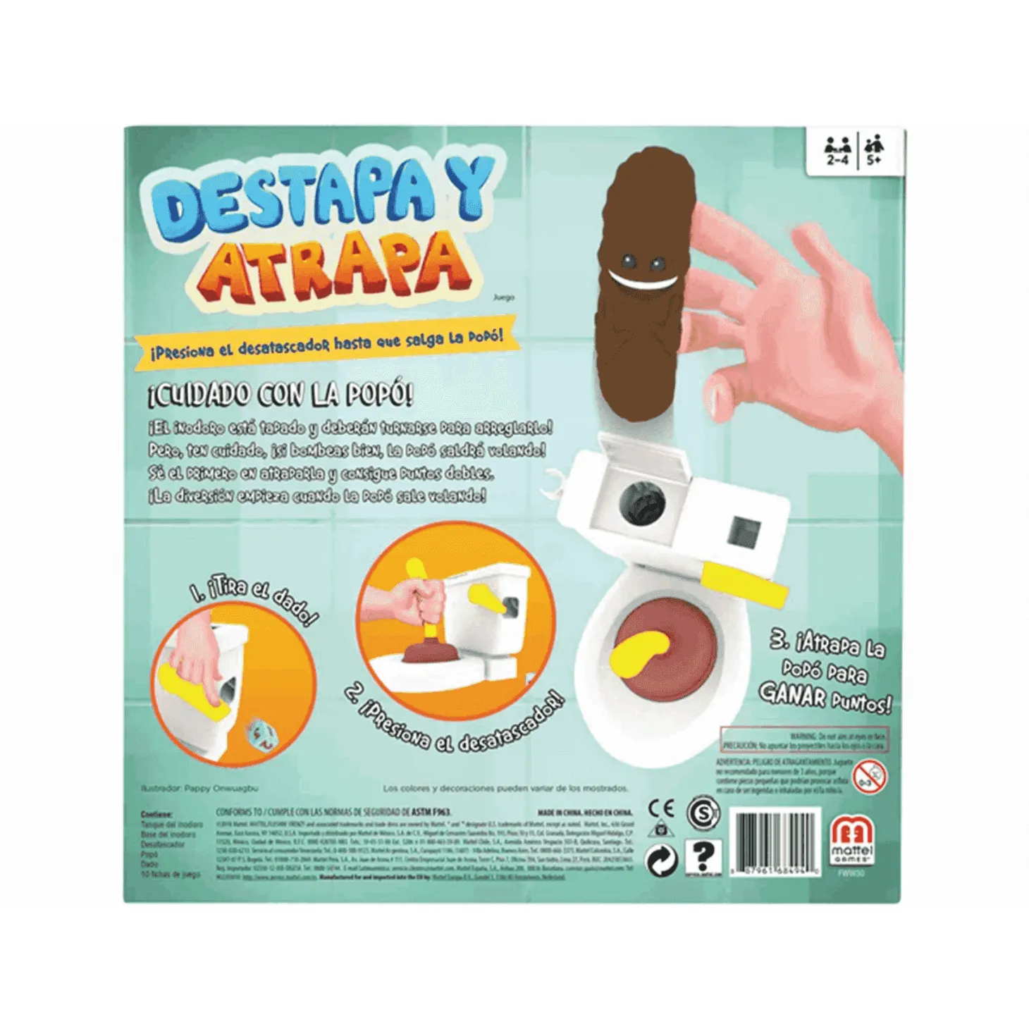 Mattel Games juego de mesa Baño boom ¡Atrapa la caca! 5 años