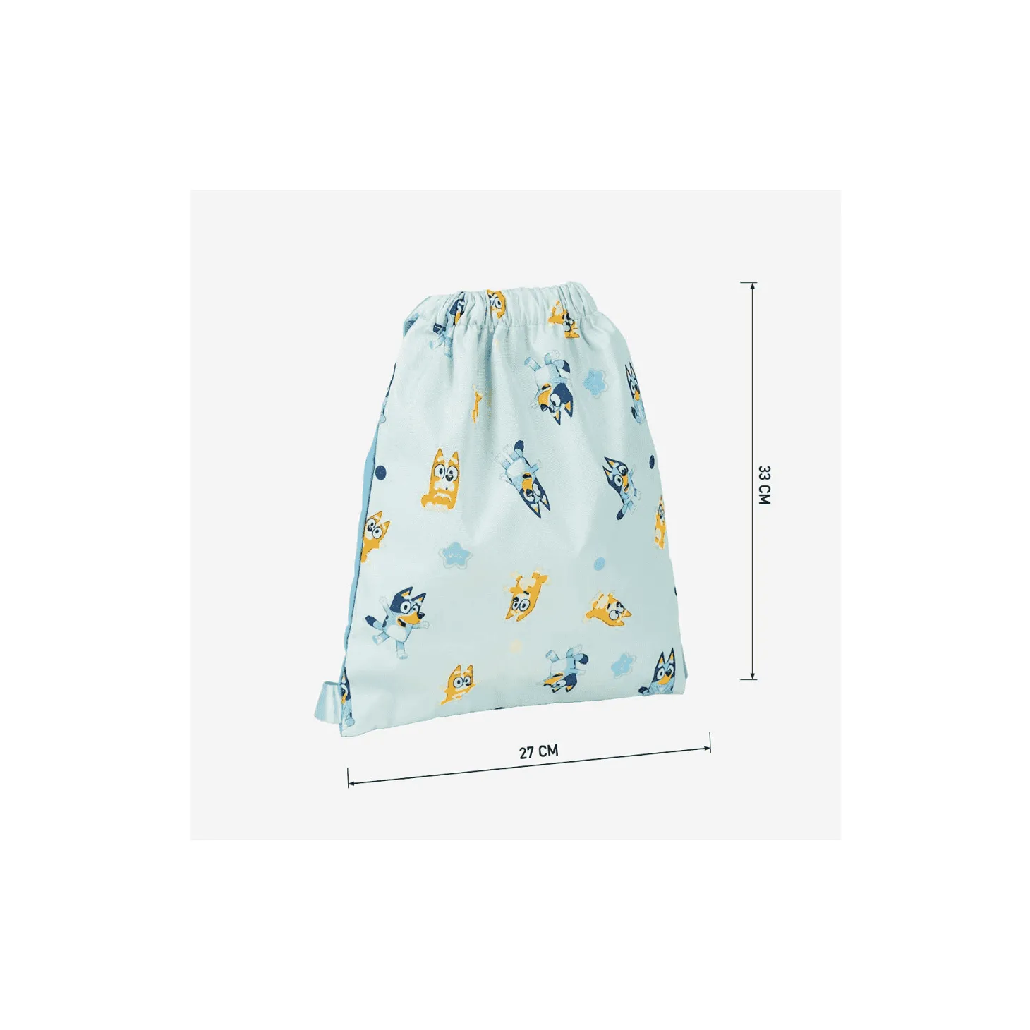 Mochila Saquito Estampado Bluey Azul Claro 27 x 32 cm