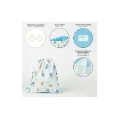 Mochila Saquito Estampado Bluey Azul Claro 27 x 32 cm