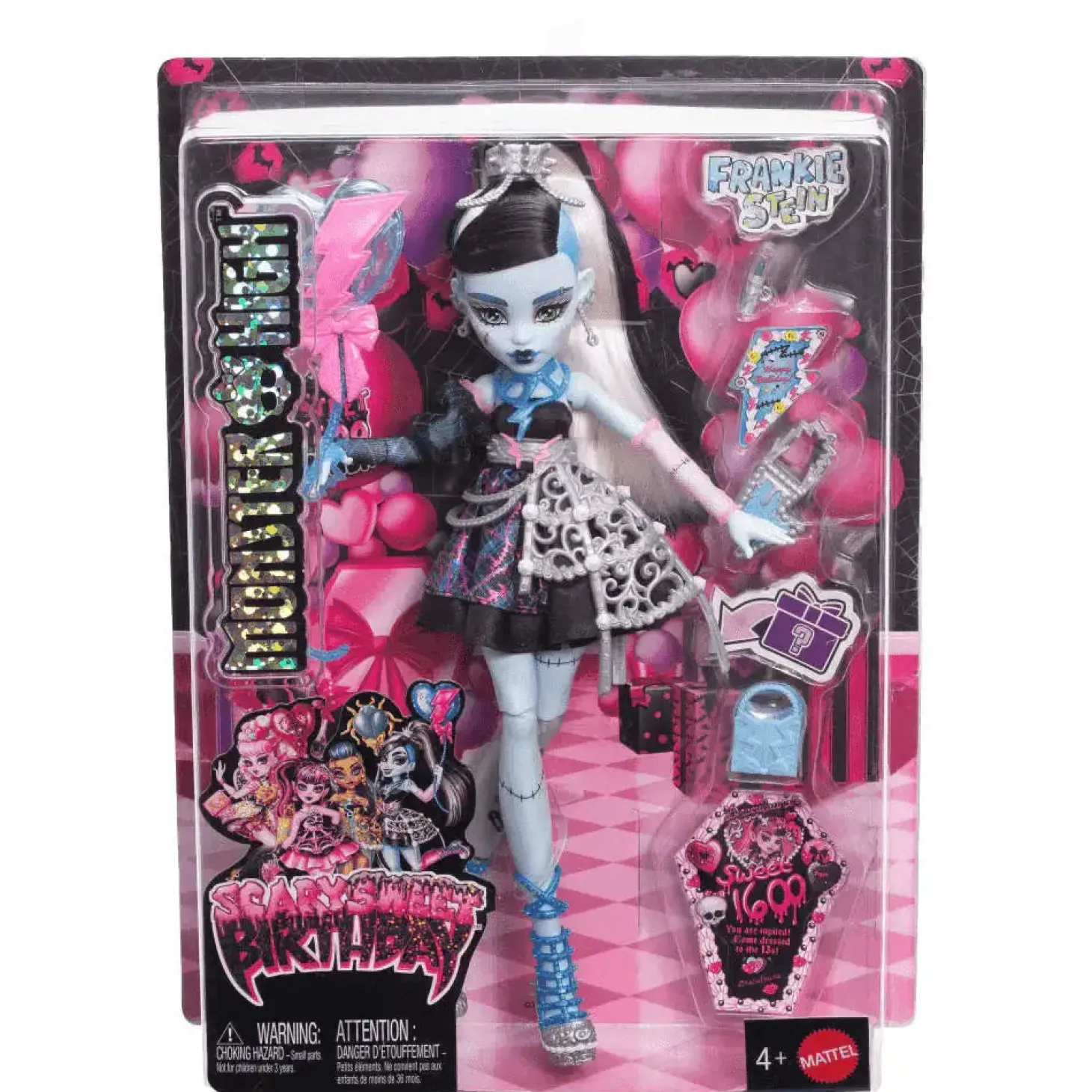 Monster High Cumplespantos Frankie Stein – Muñeca de fiesta con look electrizante