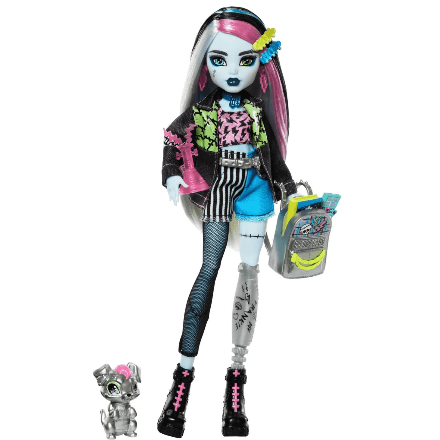 Monster High Muñeca Frankie Stein con Mascota Watzie y Accesorios