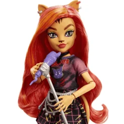 Monster High Toralei Stripe Muñeca articulada con mascota, micrófono y accesorios de moda, juguete +