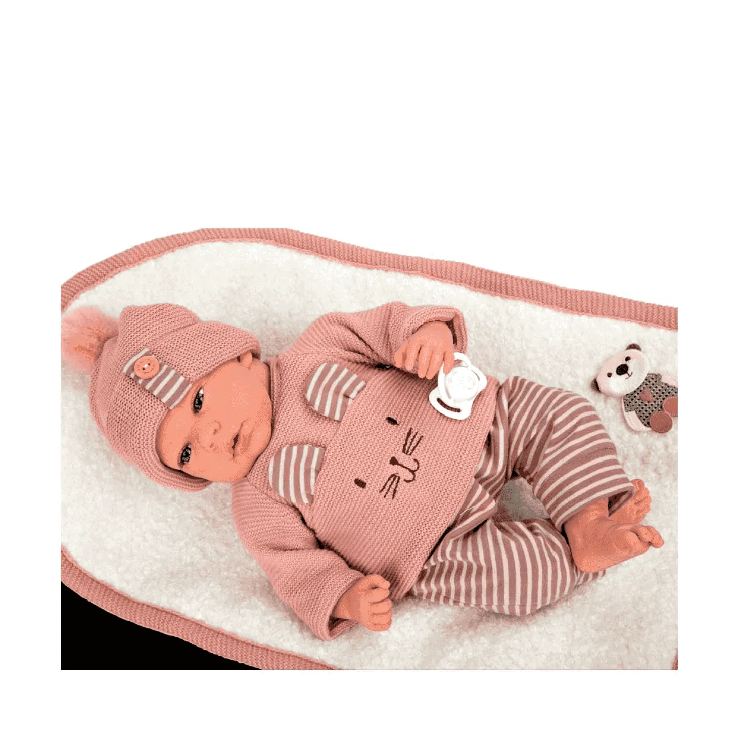 Muñeca Elegance 40 Cm Andie Rosa con manta y peso