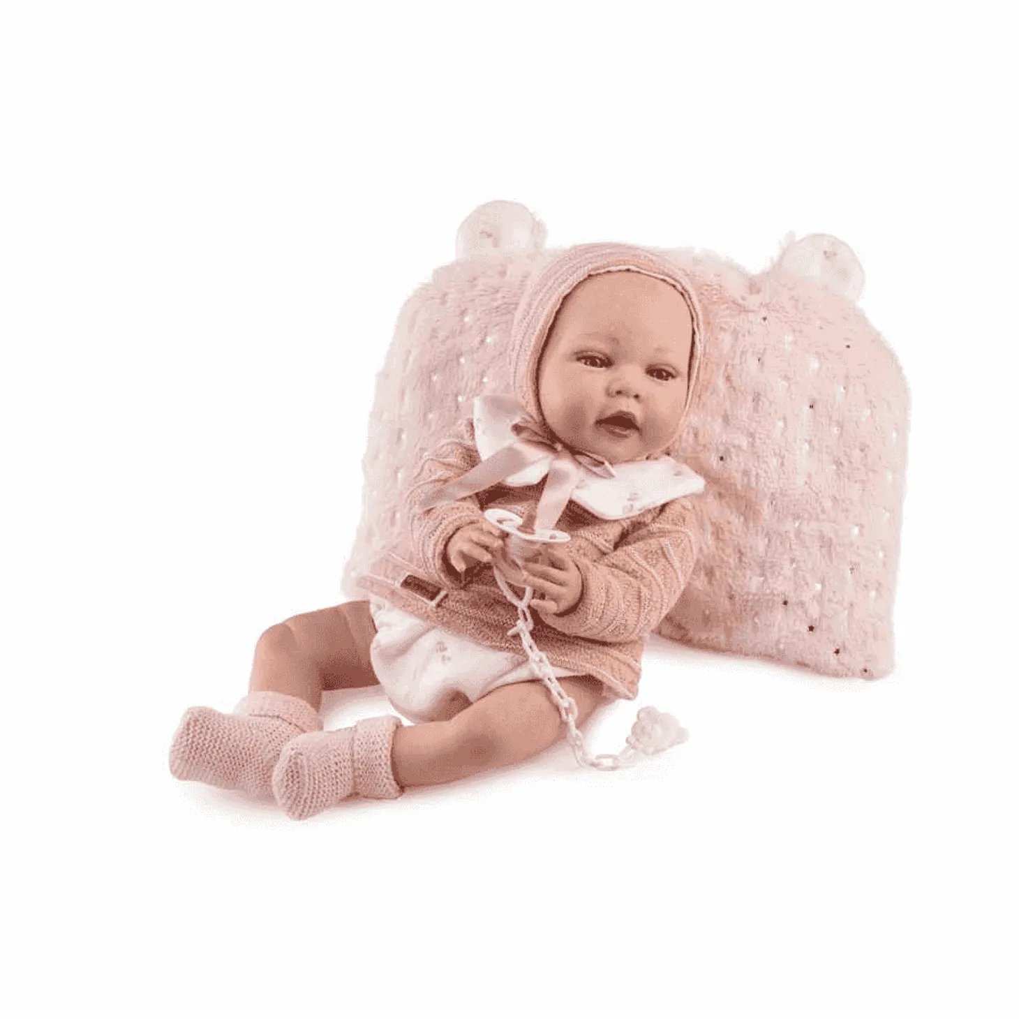 Muñeca Reborn Olga con Jersey de Lana Rosa y Braguita