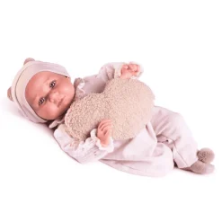 Muñeca Recién Nacida con peso Luca con cojín corazón Antonio Juan