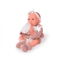 Muñeca Recién Nacida Lua Bolitas con Babero - Antonio Juan