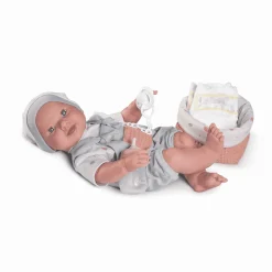 Muñeca Recién Nacida Mia hace pipí con canastilla Antonio Juan