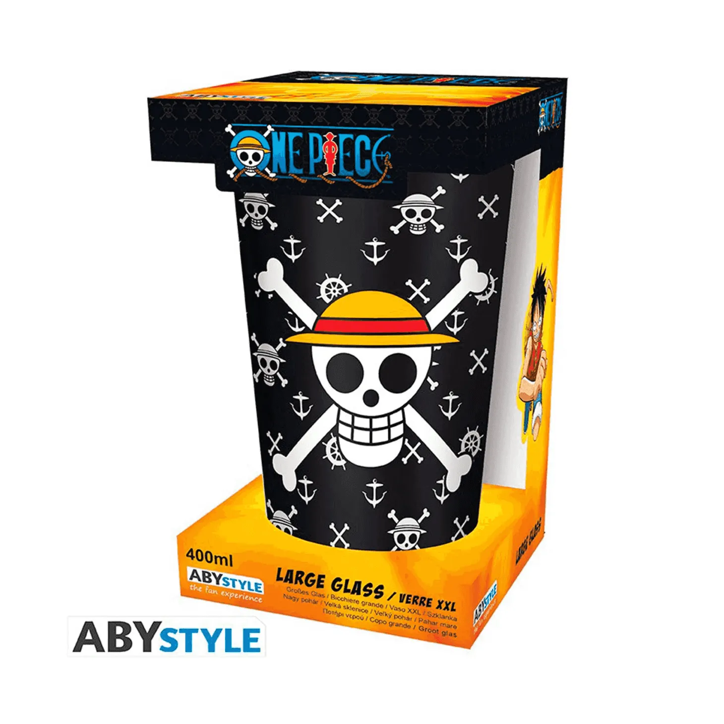 One Piece Vaso de Cristal XXL 400 ml Luffy