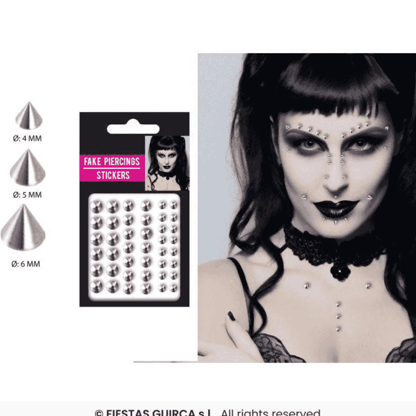 Pack 30 piercings falsos adhesivos – Complemento de maquillaje para Halloween