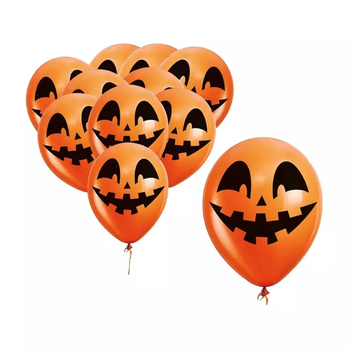 Pack de 10 Globos Cara de Calabaza 30 cm