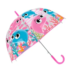 Paraguas Manual Transparente Delfines 48 cm