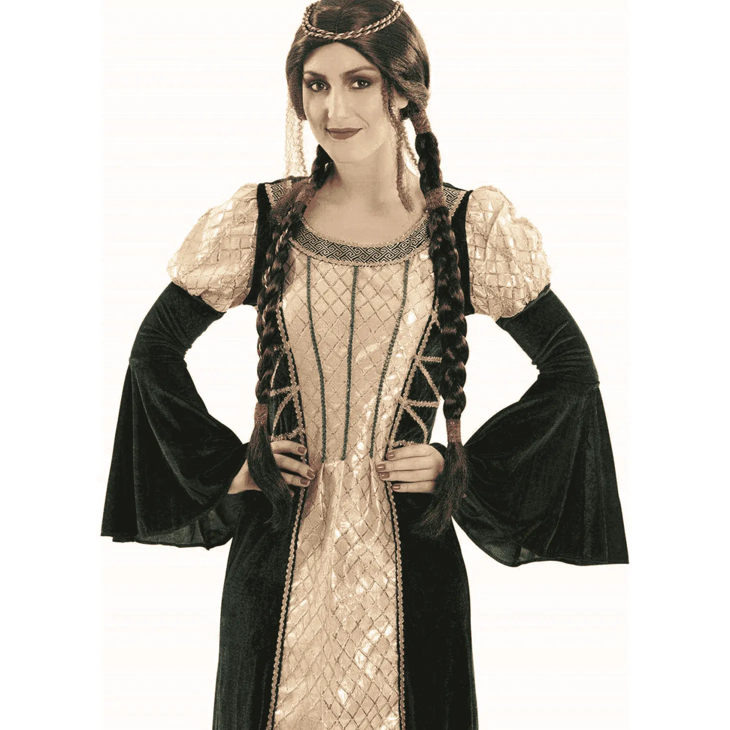 Peluca Medieval Trenzas Adulto Complemento Disfraz