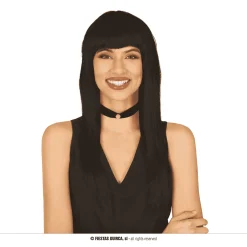 Peluca Melena Negra Complemento Disfraz