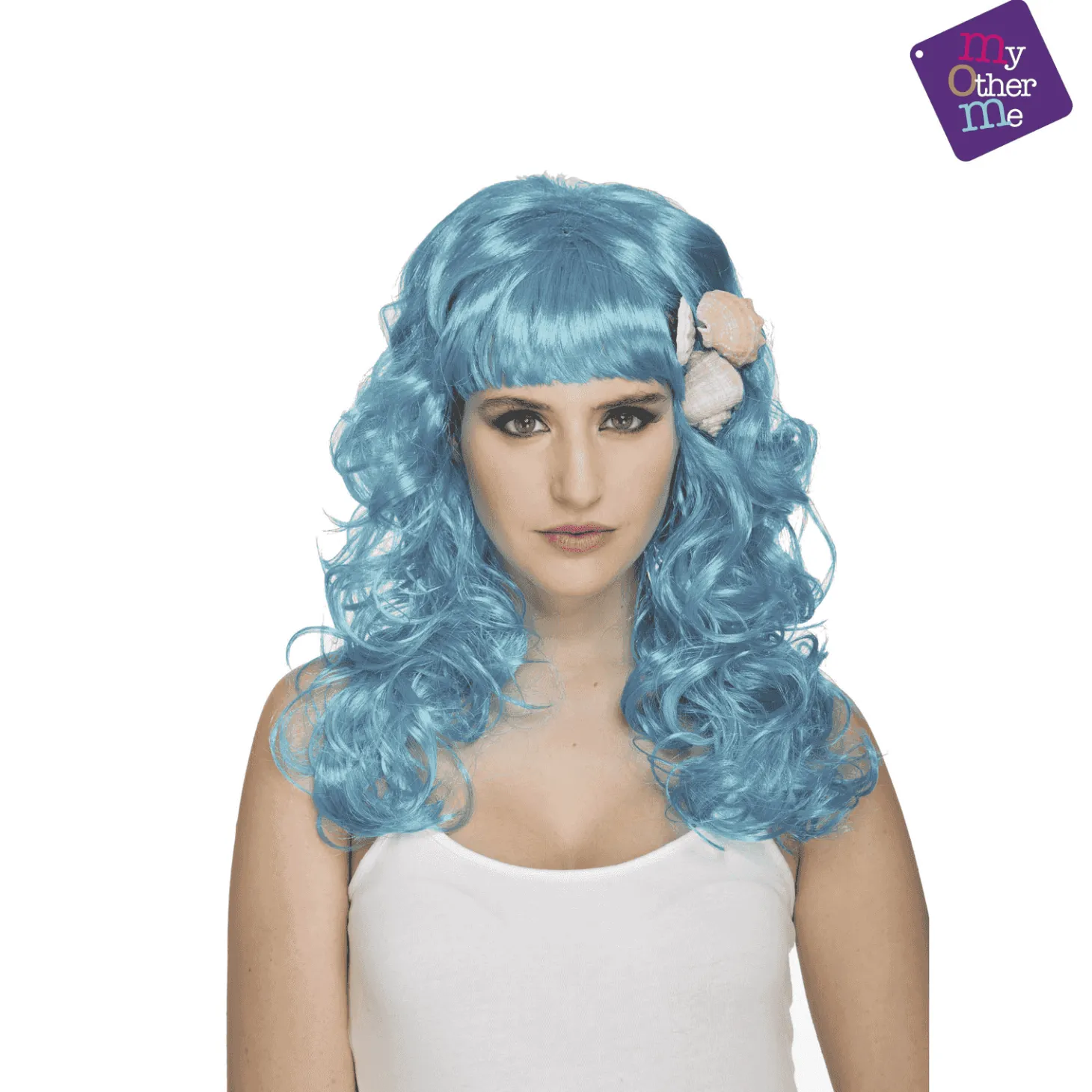 Peluca Sirenita color azul para disfraz