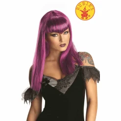 Peluca vampiresa traviesa lila adulto