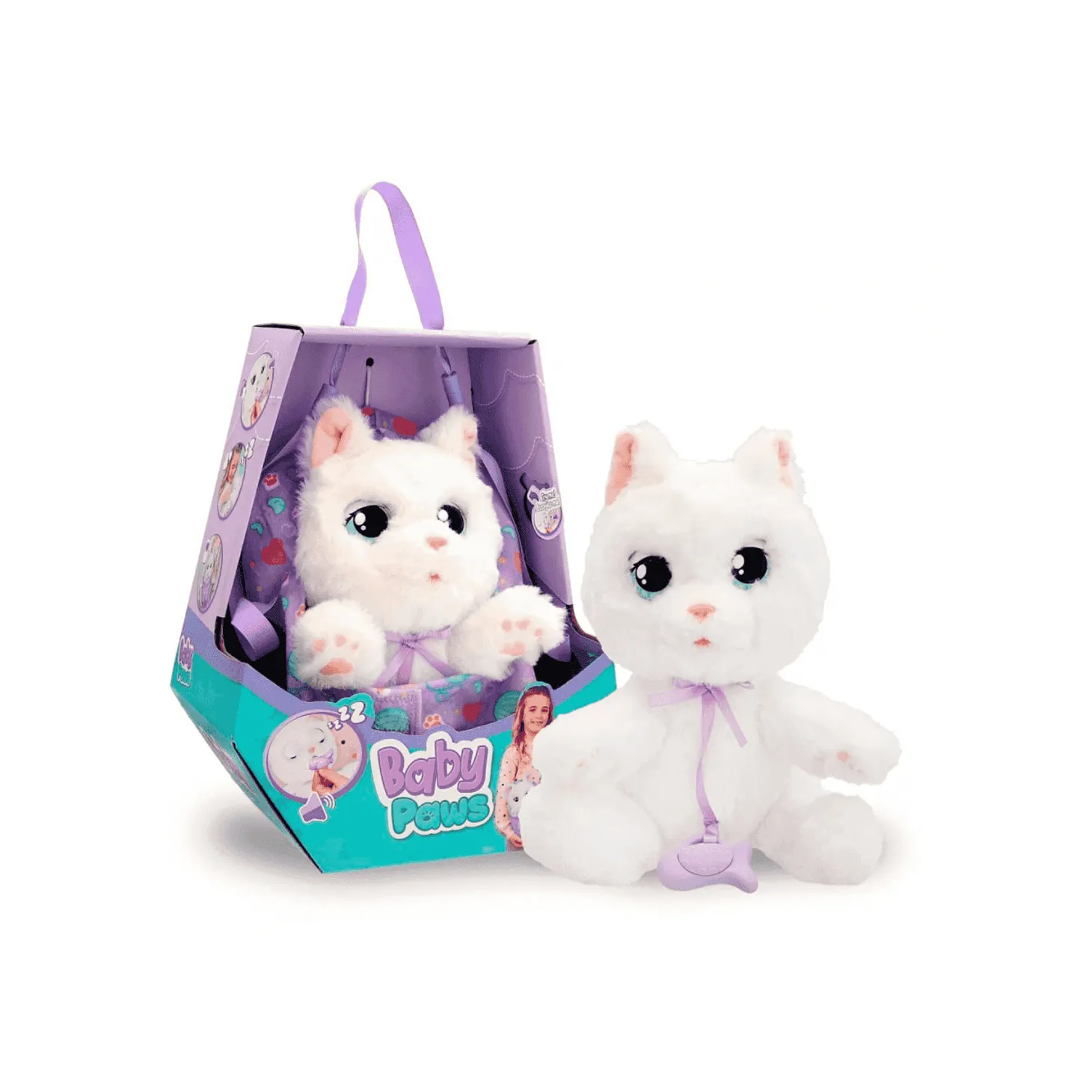 Peluche Gato Blanco Baby Paws - Juguete Suave y Tierno