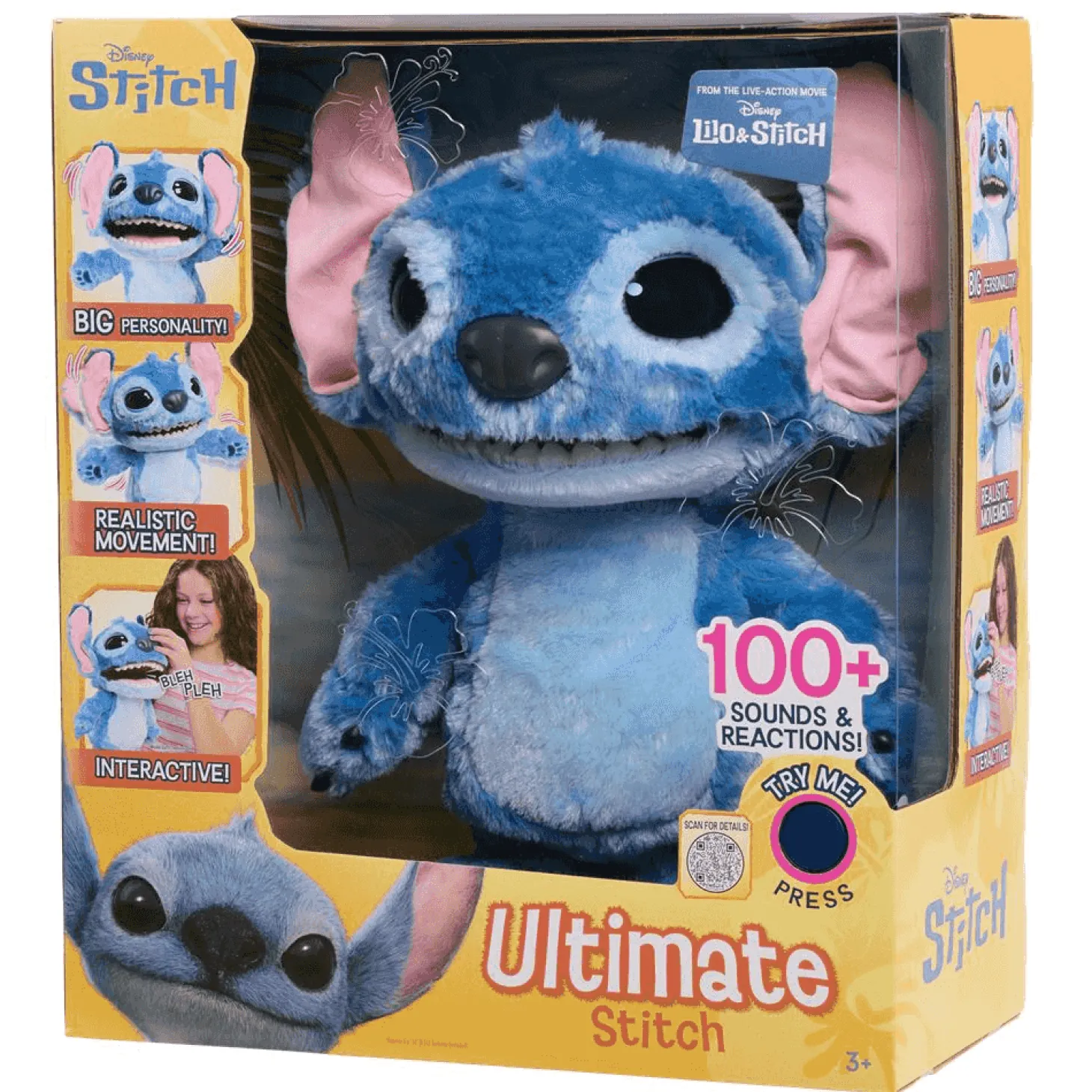 Peluche Interactivo Stitch 34 cm – Disney con +100 Sonidos (3+ años)