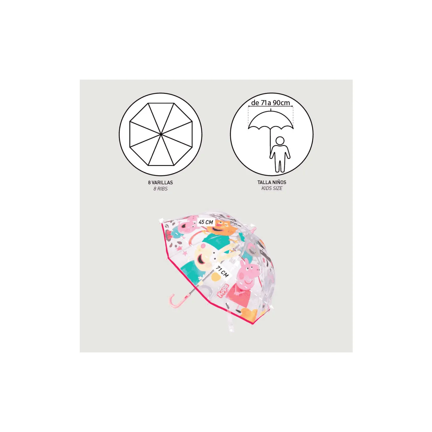 Peppa Pig Paraguas Manual Poe Burbuja 45x45 cm