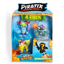 Piratix Wild Kingdom – Pack de 4 Figuras, 1 es Sorpresa
