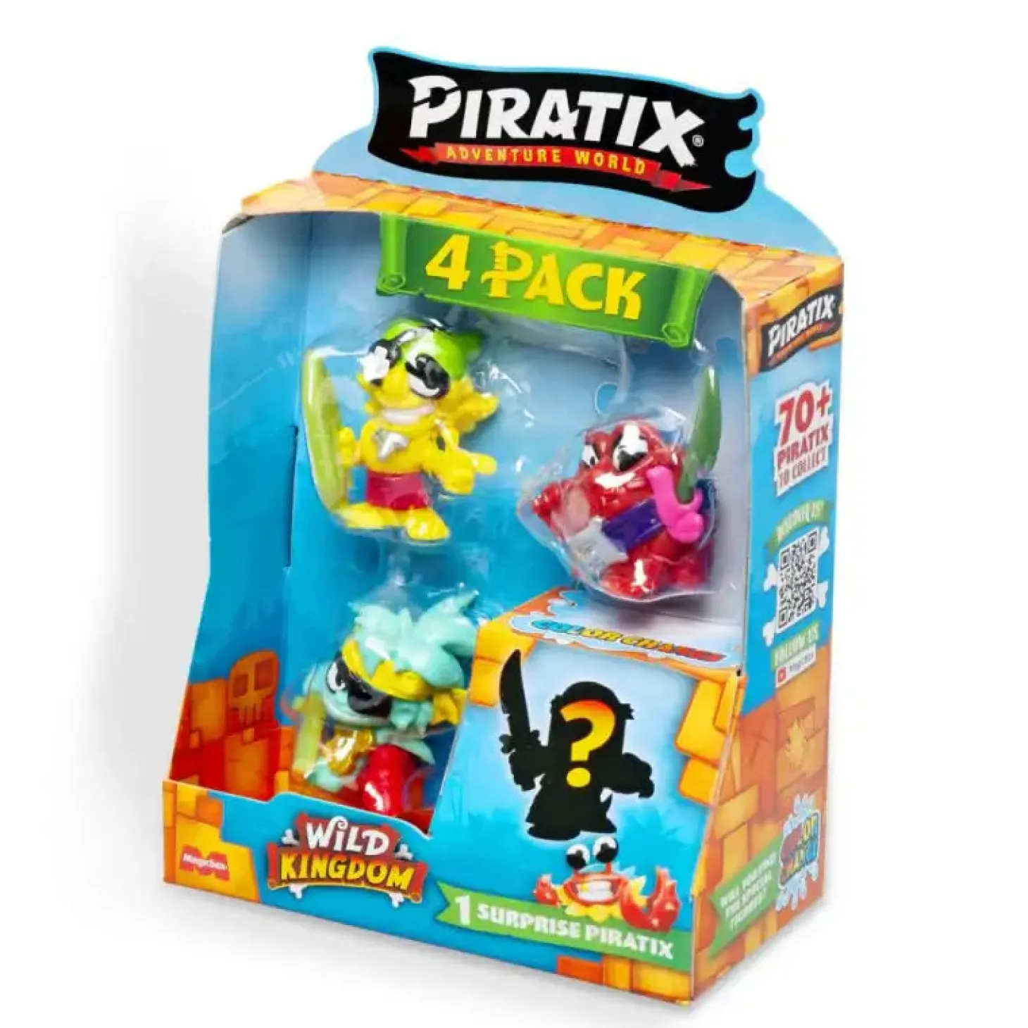 Piratix Wild Kingdom – Pack de 4 Figuras, 1 es Sorpresa