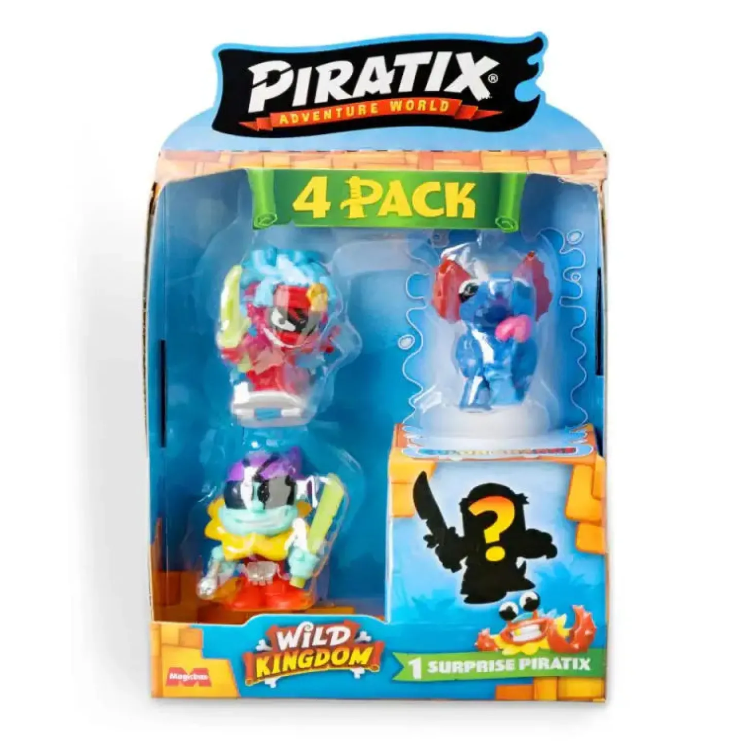 Piratix Wild Kingdom – Pack de 4 Figuras, 1 es Sorpresa