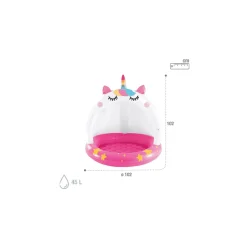Piscina Hinchable Infantil Intex Gatounicornio con Techo y Suelo Acolchado 102x102cm