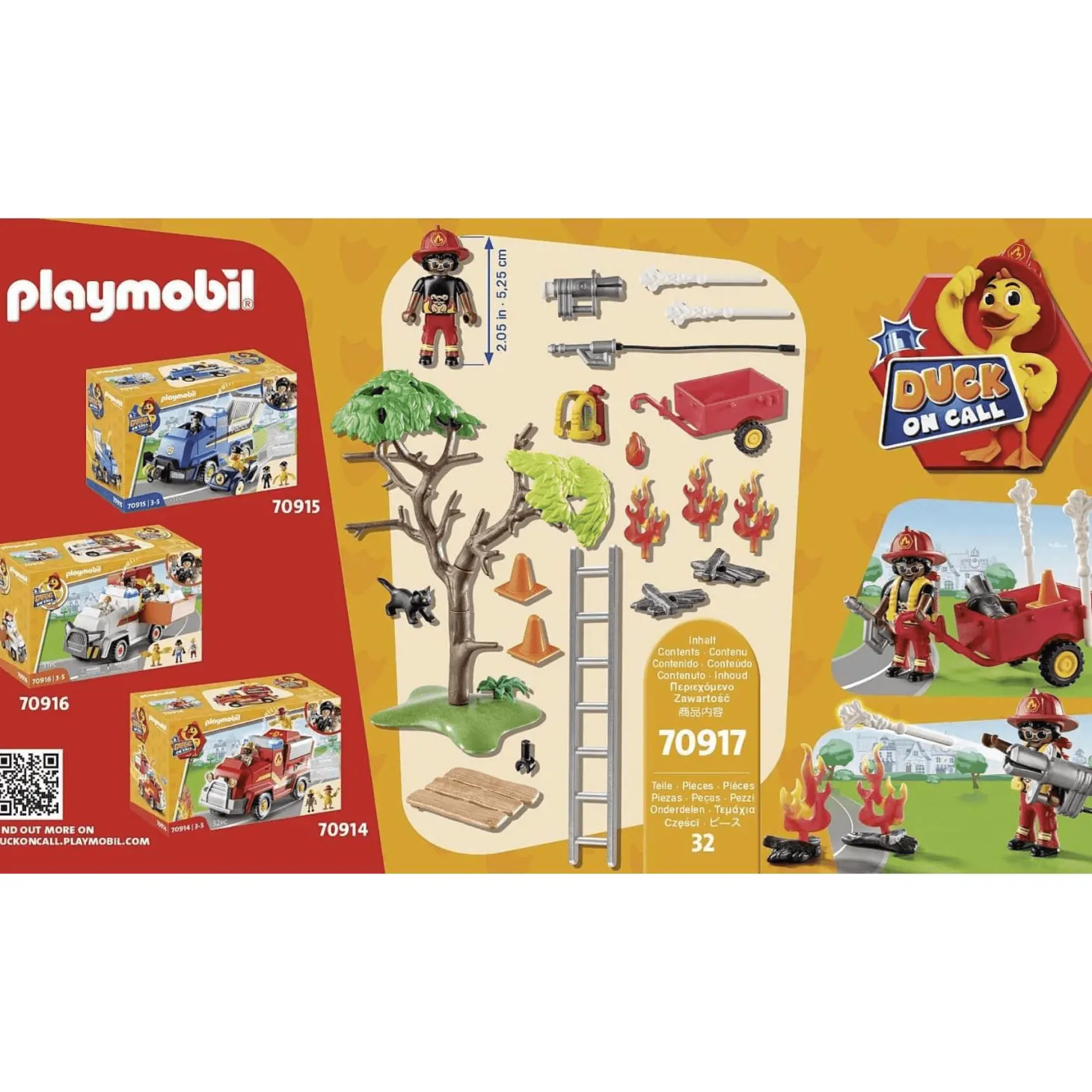 Playmobil Duck On Call Acción Rescate de Bomberos Rescata al Gato 70917