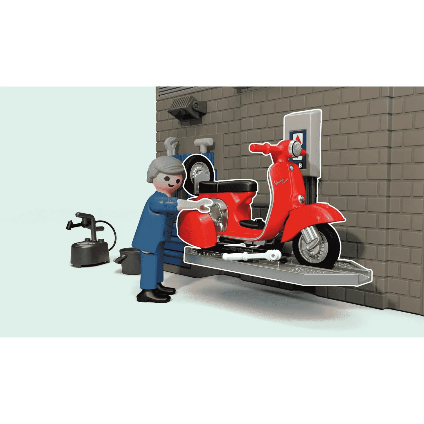 Playmobil Taller Vespa Retro Años 60 con Accesorios