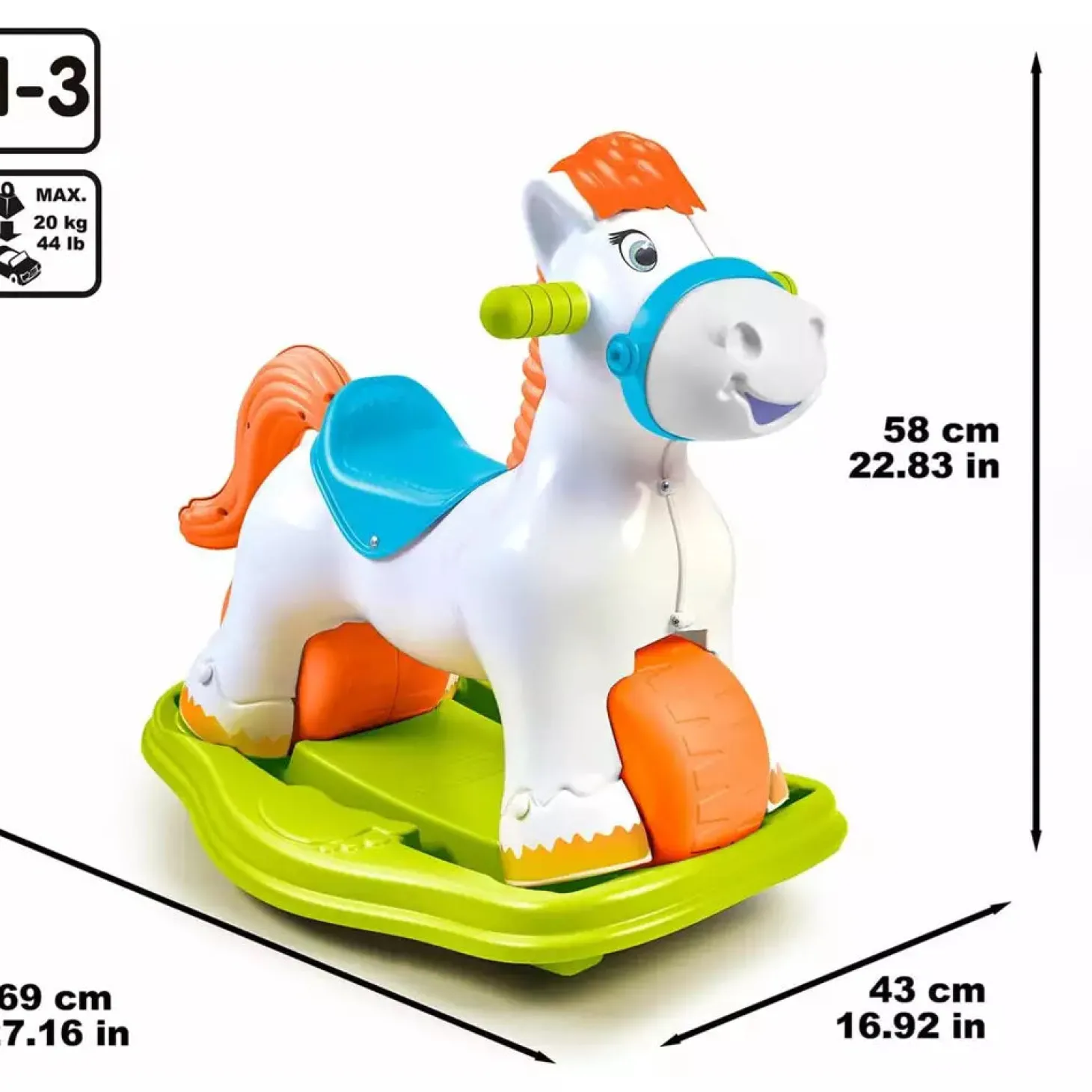 Ponyfeber 2 en 1 – Correpasillos y balancín con sonido