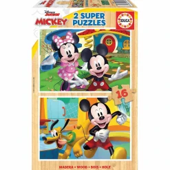 Puzzle Madera 2X16 Piezas Mickey y Minnie