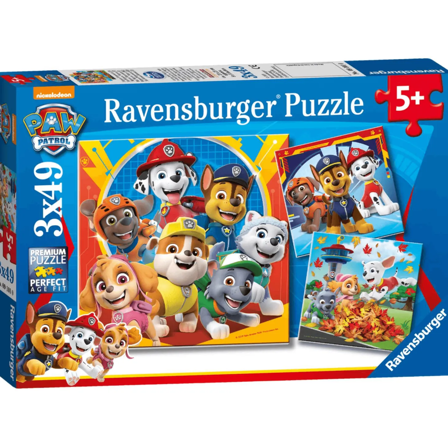 Ravensburger Puzzle Paw Patrol, Colección 3 x 49, 3 Puzzle de 49 Piezas, Puzzle para Niños, Edad Rec