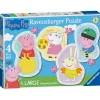 Ravensburger Puzzle Peppa Pig, Colección Puzzle Shaped 4 in a box, 4 Puzzle de 10, 12, 14, 16 Piezas