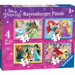 Ravensburger Puzzle Princesse Disney, Colección Puzzle 4 in a box, 10, 12, 14, 16 Piezas, Puzzle par