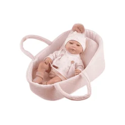 Reborn prematuro Silvia Muñeca Bebé Vestido rosa y capazo 38cm