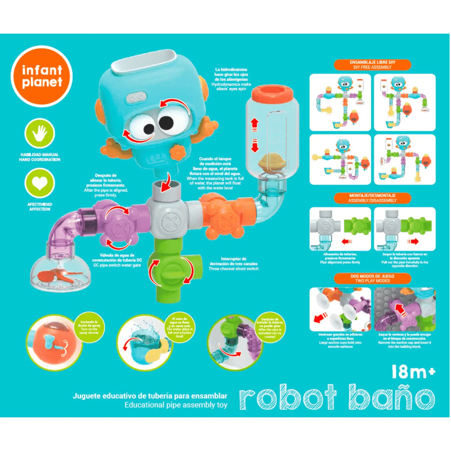 Robot baño – Juguete educativo de agua para ensamblar (Infant Planet)